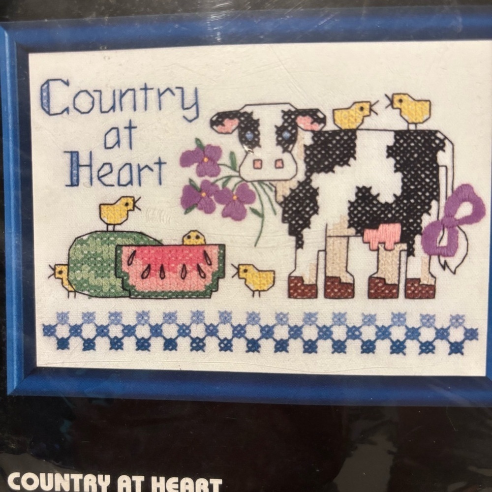 Dimensions stamped cross-stitch kit Country @ Heart Vintage 1993 Made in USA new - Picture 4 of 5
